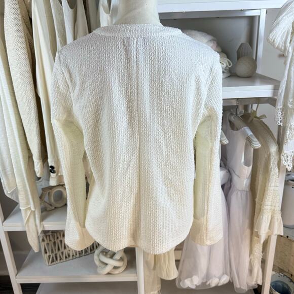 SOHO women's sz. small cream tweed blazer jacket open, mature, demure #4254 - Picture 4 of 7